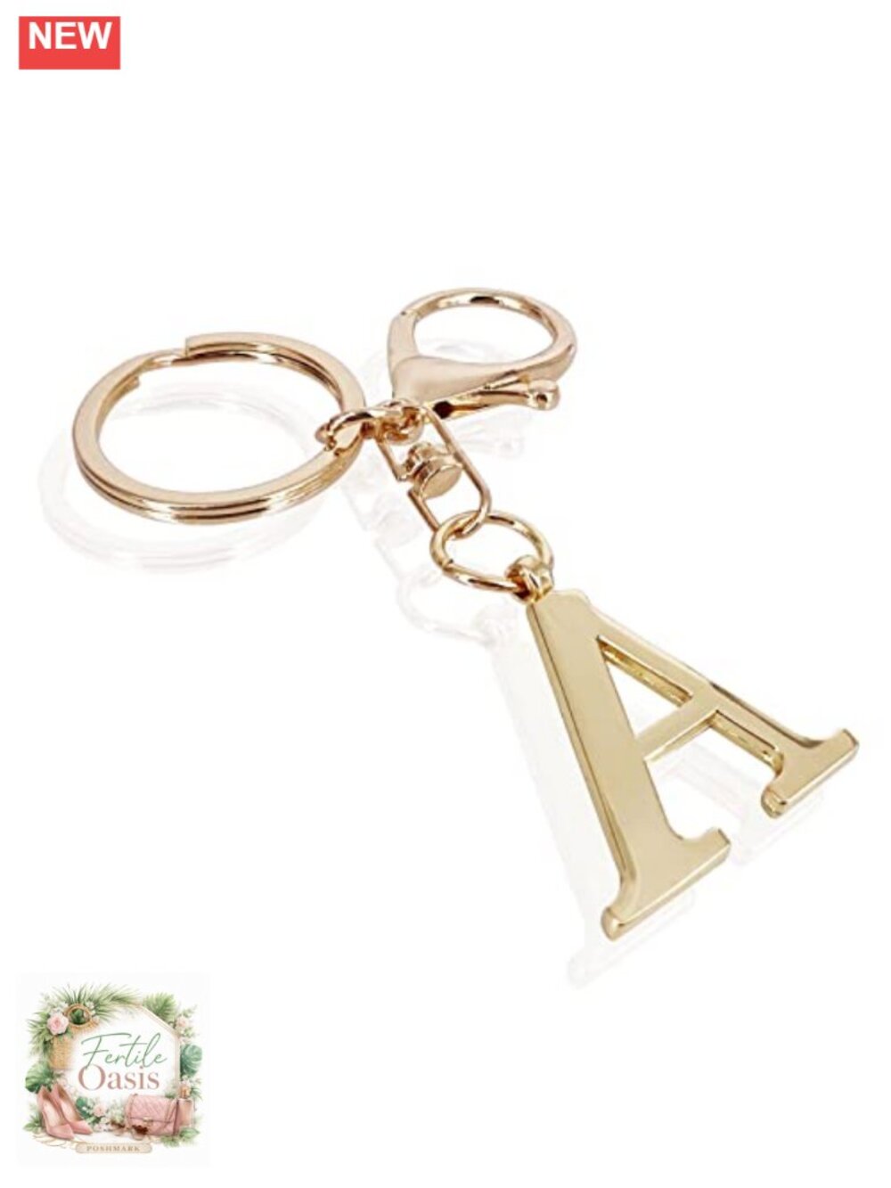 Initial Letter Keychain Charm Alloy Gold Plated for Purse Backpack Keys